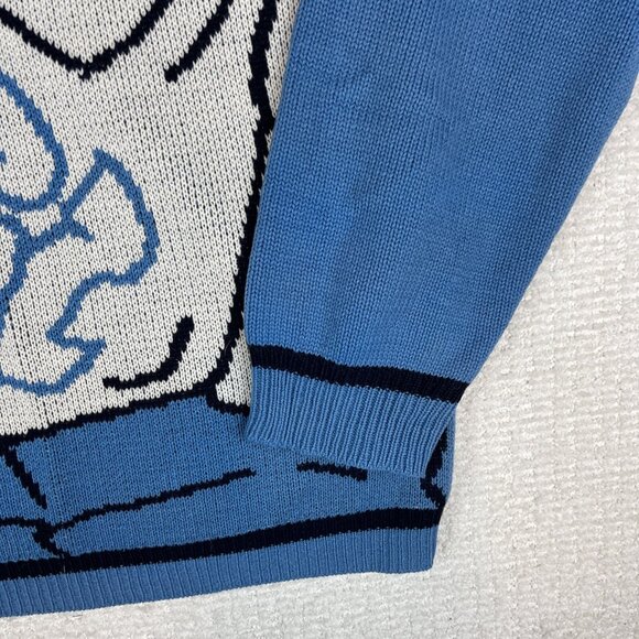 VINTAGE 725 Originals Sweater Blue AOP Y2K Hip Hop Baggy Knit Graphic Size M - Picture 5 of 16